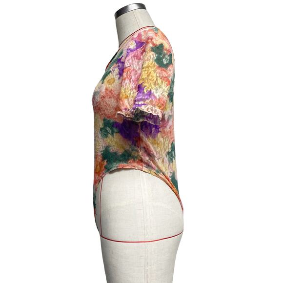 Vintage Reflex Womens Floral Lace Stretch Bodysuit - Picture 3 of 6